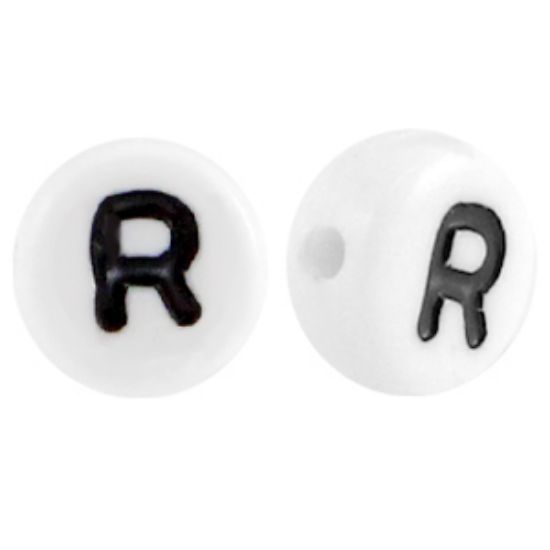 Picture of Letter Beads 7mm Round  "R" x50