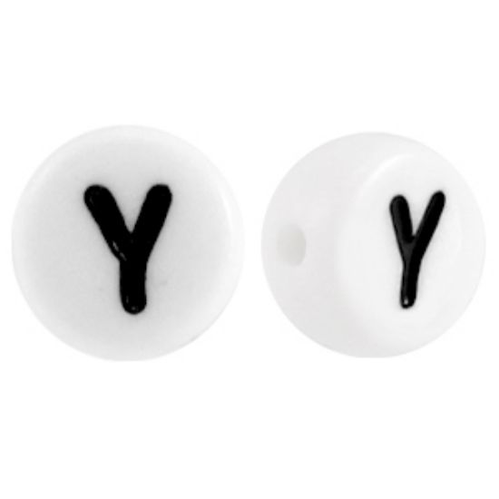 Picture of Letter Beads 7mm Round  "Y" x50