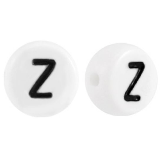 Picture of Letter Beads 7mm Round  "Z" x50