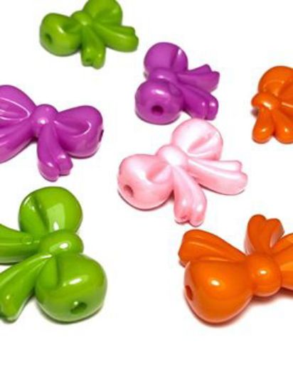Picture of Acrylic Bowknot Bead 30x23mm Color Mix x20