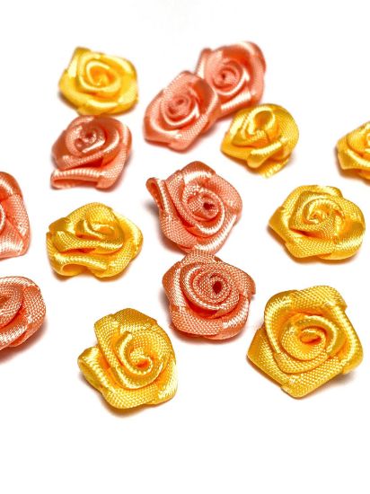 Picture of Fabric Rose 15mm Yellow - Orange  x20
