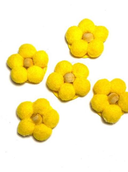 Picture of Felt Flower 30mm Yellow x5