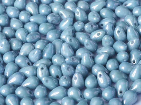 Picture of Side Drill Tear Drop 6x4mm Chalk Baby Blue Luster x25