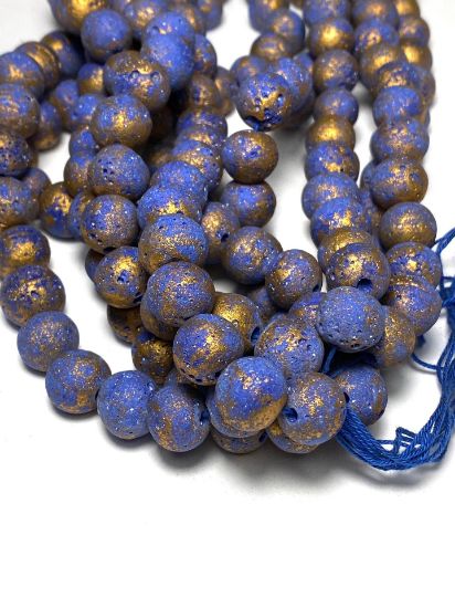 Picture of Vintage Pompei Beads 12mm Cobalt Gold x10