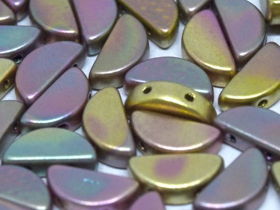 Picture of Semi Circle Beads 5 x 10 mm Purple Iris Gold x100