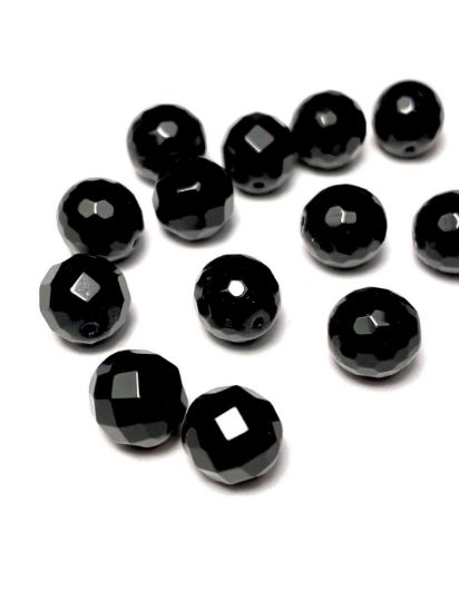 Picture of Agate 8mm faceted round Black x10