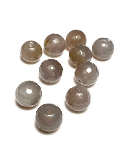 Picture of Agate 10mm faceted round 10mm Grey x5