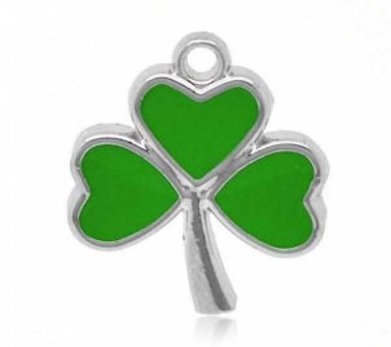 Picture of Charm Shamrock Clover 20x18mm  Epoxy and Silver Tone x1