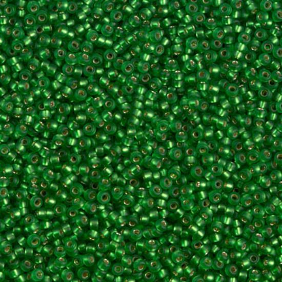 Picture of Miyuki Seed Beads 15/0 16F Mat Silver Lined Green x10g