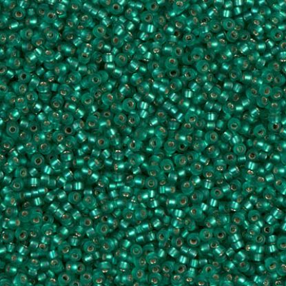 Изображение Miyuki Seed Beads 15/0 17F Mat Silver Lined Emerald x10g