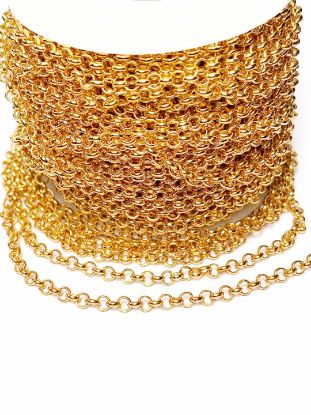 Изображение Premium Chain Rollo 3mm Closed Rings Luxury 24kt Gold Plated x10cm