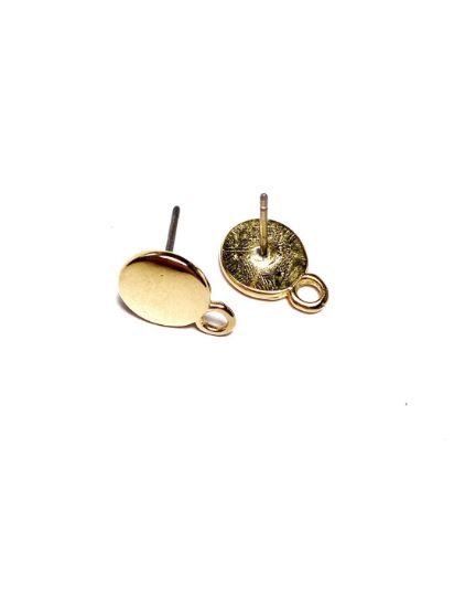 Picture of Premium Ear stud Disc 9mm 24kt Gold Plated x2