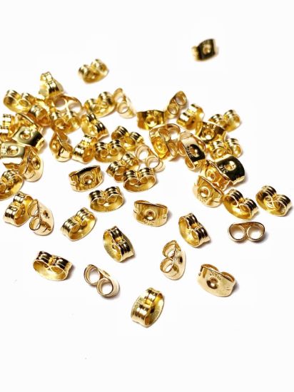 Picture of Premium Stainless Steel Ear nut Clutch 4.5x6.5mm 24kt Gold Plated x20