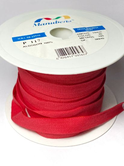 Picture of Manubens Ribbon cotton Red 14 mm x2m