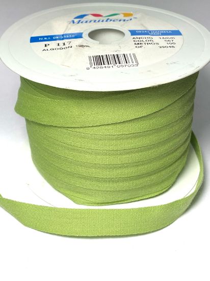 Picture of Manubens Ribbon cotton Lime 14 mm x2m