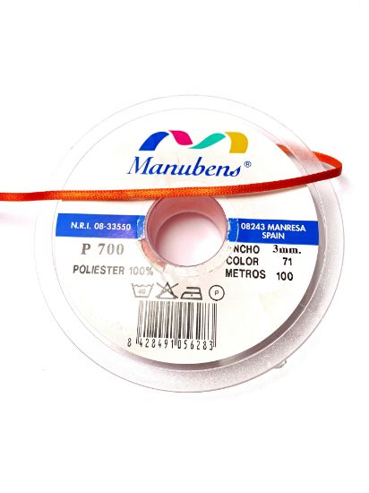 Picture of Manubens Satin Ribbon 3mm Orange x3m