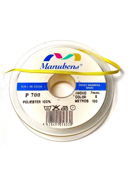 Picture of Manubens Satin Ribbon Yellow 3 mm x3m