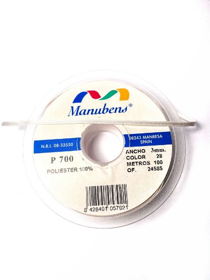 Picture of Manubens Satin Ribbon Ivory 3mm x3m