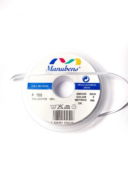 Picture of Manubens Satin Ribbon White 3mm x3m