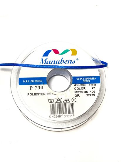 Picture of Manubens Satin Ribbon Capri Blue 3 mm x3m