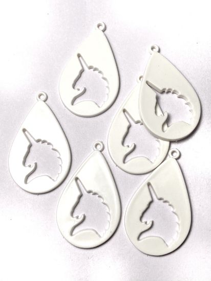 Picture of Drop Pendant Unicorn 23x38 mm White x5