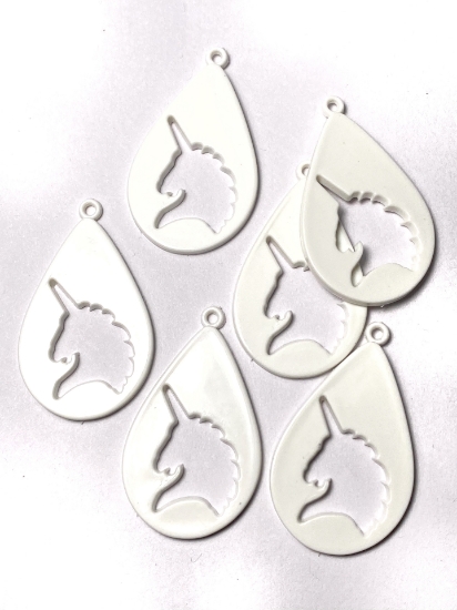 Picture of Drop Pendant Unicorn 23x38mm White x2