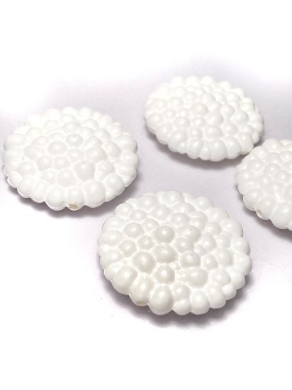 Picture of Acrylic Bead  30mm round textured White x4