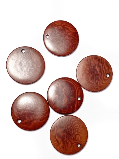 Picture of Resin Pendant 25mm round Brown Striped x4