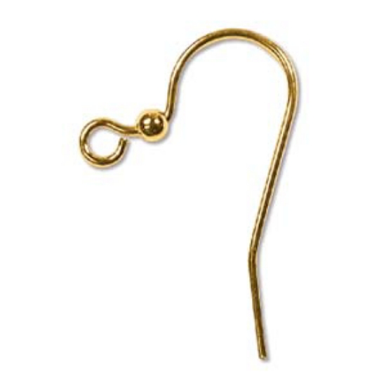 Picture of Hook Ear Wire 25mm w/ 2mm Ball Gold Plate x24
