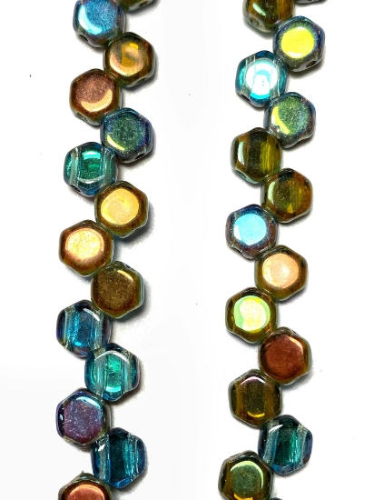 Picture of Honeycomb 6mm Aqua Orange Rainbow x30