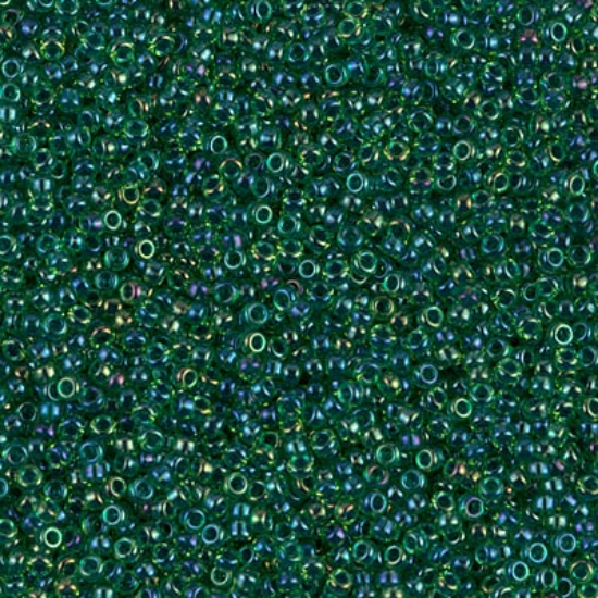 Picture of Miyuki Rocaille 15/0 332 Dark Blue Lined Green AB x10g