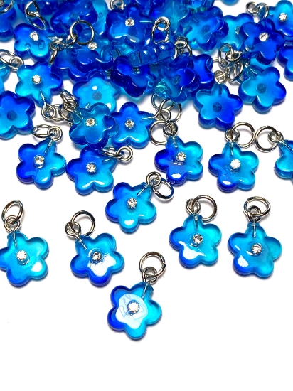 Picture of Pendant YALC Flower 12mm Aqua  x1