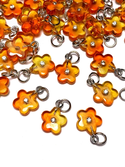 Picture of Pendant YALC Flower 12mm Orange  x1