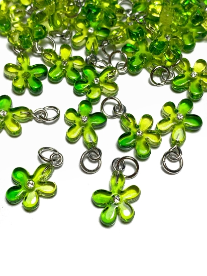 Picture of Pendant YALC Flower 13 mm Green  x1