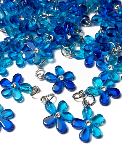 Picture of Pendant YALC Flower 16mm Aqua  x1