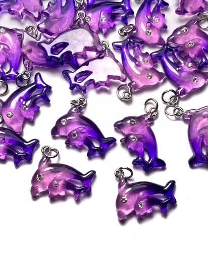 Изображение Pendant YALC Dolphins 25x19mm Purple x1