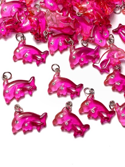 Изображение Pendant YALC Dolphins 25x19mm Pink x1