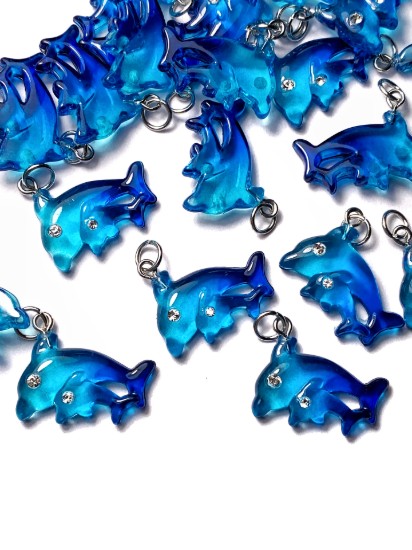 Изображение Pendant YALC Dolphins 25x19mm Aqua x1