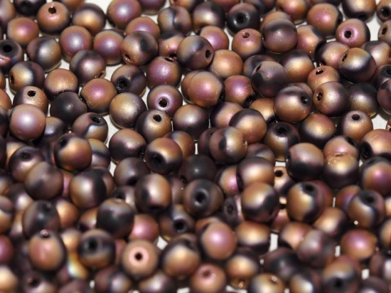 Picture of Czech Glass bead 6mm round Jet Capri Rose Full Mat x100