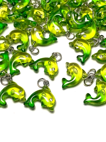 Picture of Pendant YALC Dolphin 18mm Green  x1