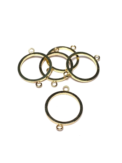 Picture of Premium Component Ring 20mm round w/ 2 loops 24kt Gold Plate x5