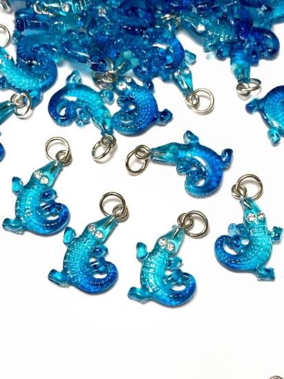 Picture of Pendant YALC Croco 14x20mm Aqua  x1