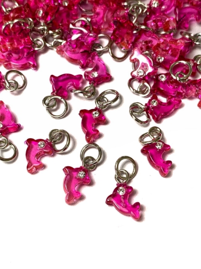 Picture of Pendant YALC Dolphin 8x10mm Pink  x1