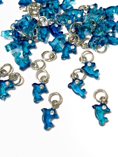 Picture of Pendant YALC Dolphin 8x10mm Aqua  x1