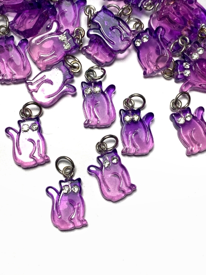 Picture of Pendant YALC Cat 15x10mm Purple x1