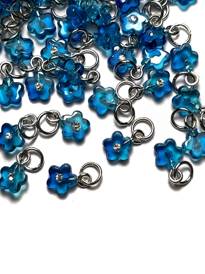 Picture of Pendant YALC Flower 8mm Aqua  x1