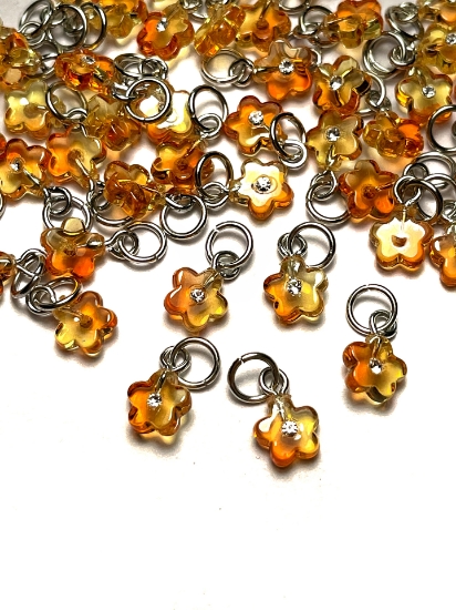Picture of Pendant YALC Flower 8mm Orange  x1