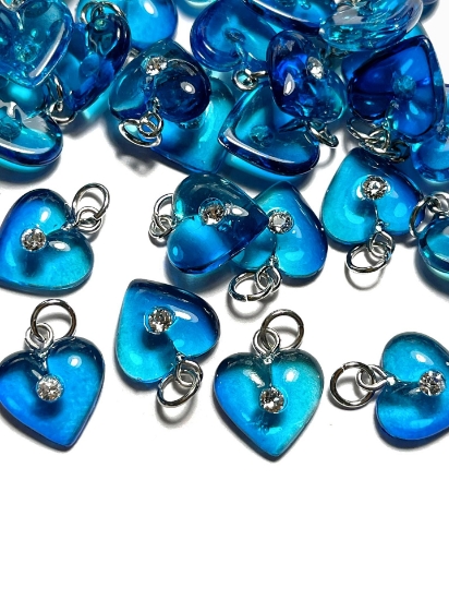 Picture of Pendant YALC Heart Aqua 14mm  x1
