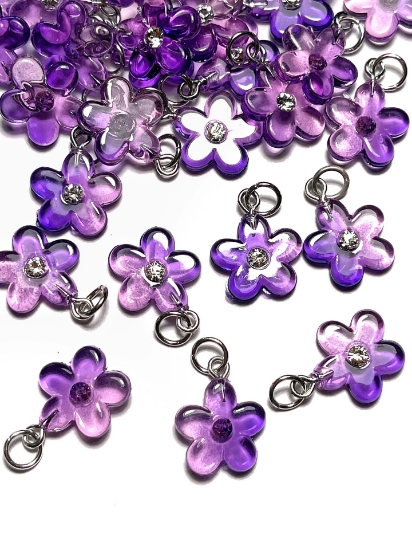 Picture of Pendant YALC Flower 14mm Purple  x1