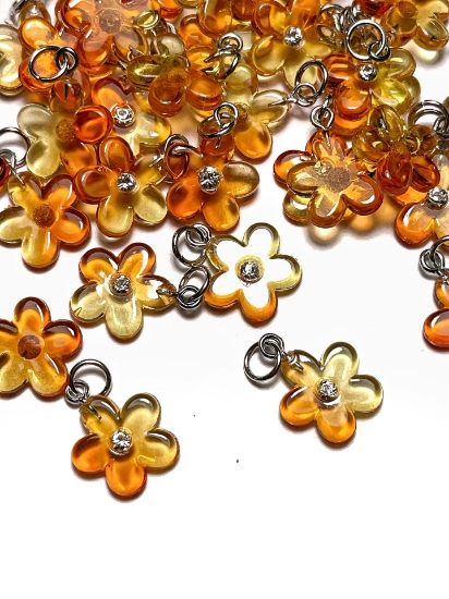 Picture of Pendant YALC Flower 14mm Orange  x1